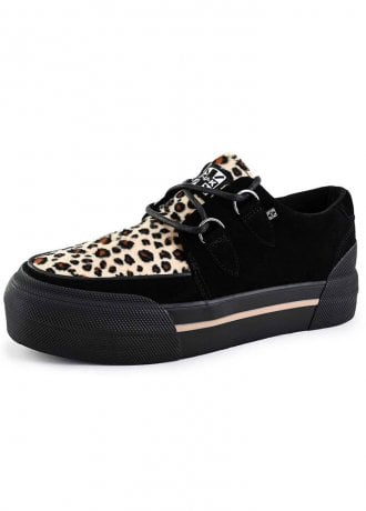 TUK Shoes Creeper Sneaker Stacked Leopard Suede
