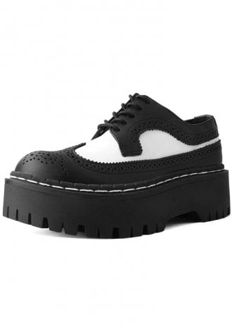 TUK Shoes Double Decker Brogue Lace Up Black & White TUKskin™