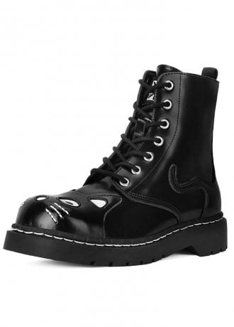 TUK Shoes Kitty Combat Boot Black Leather