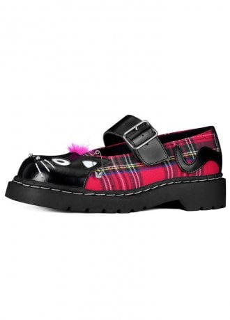 TUK Shoes Mary Jane Kitty Black & Tartan Punk