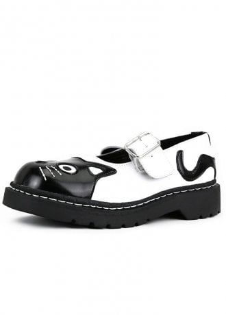 TUK Shoes Mary Jane Kitty Black & White Leather