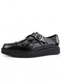 Monk Buckle Pointed Creeper Black Leather