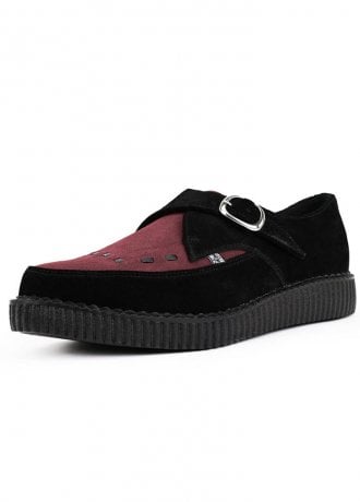 TUK Shoes Pointed Creeper Black & Burgundy Suede