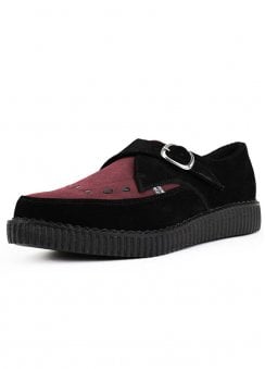 Pointed Creeper Black & Burgundy Suede