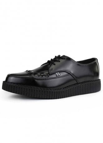 TUK Shoes Pointed Creeper Black Leather Tie