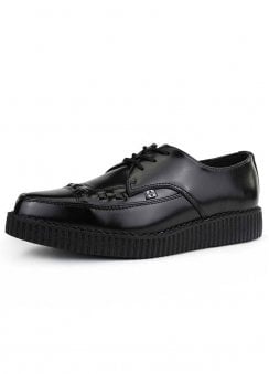 Pointed Creeper Black Leather Tie