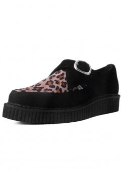 Pointed Creeper Black Suede & Leopard Print