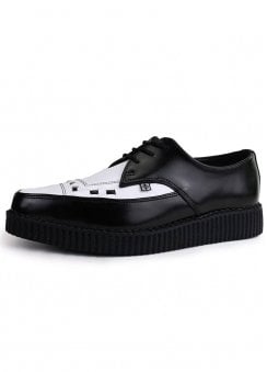 Pointed Creeper Black & White Leather
