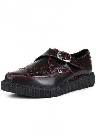 TUK Shoes Pointed Creeper Burgundy Rub Off Leather