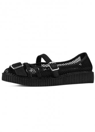 TUK Shoes Pointed Mary Jane Creeper Black Vegan Lace