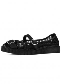 Pointed Mary Jane Creeper Black Vegan Lace