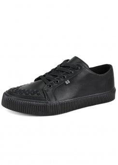Ribbed Sole Sneaker Black Leather