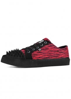Studded Shell Toe Sneaker Black Red Canvas