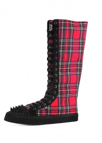 TUK Shoes Studded Shell Toe Sneaker Boot Red Plaid Canvas