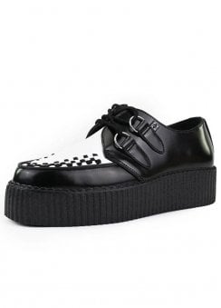 Viva High Creeper Black & White Leather