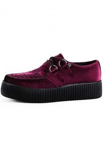 TUK Shoes Viva High Creeper Burgundy Velvet