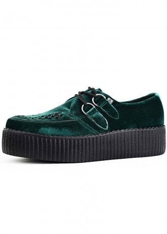 TUK Shoes Viva High Creeper Emerald Velvet