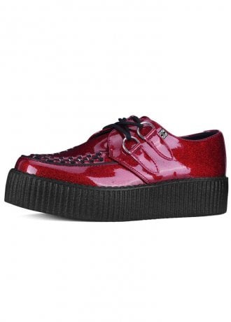 TUK Shoes Viva High Creeper Red Glitter