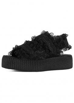 Viva High Gothic Lace Sandal Black