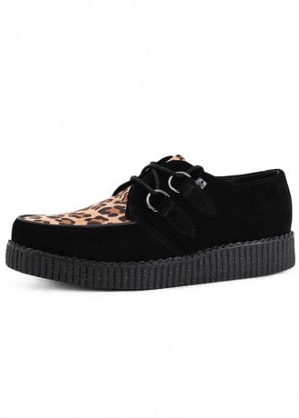 TUK Shoes Viva Low Creeper Black & Leopard Suede