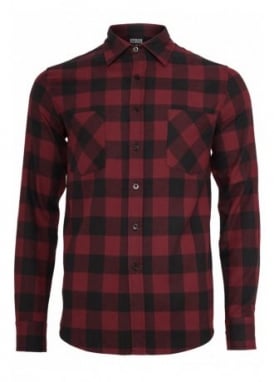 Burgundy Black Checked Flannel Shirt